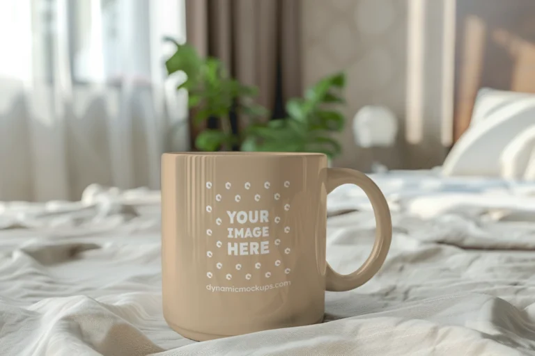 11oz Blank Beige Ceramic Coffee Mug Mockup Template