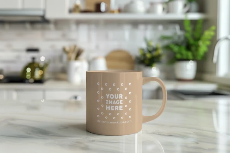 11oz Blank Beige Ceramic Coffee Mug Mockup Template