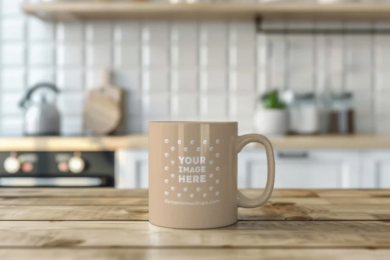 11oz Blank Beige Ceramic Coffee Mug Mockup Template