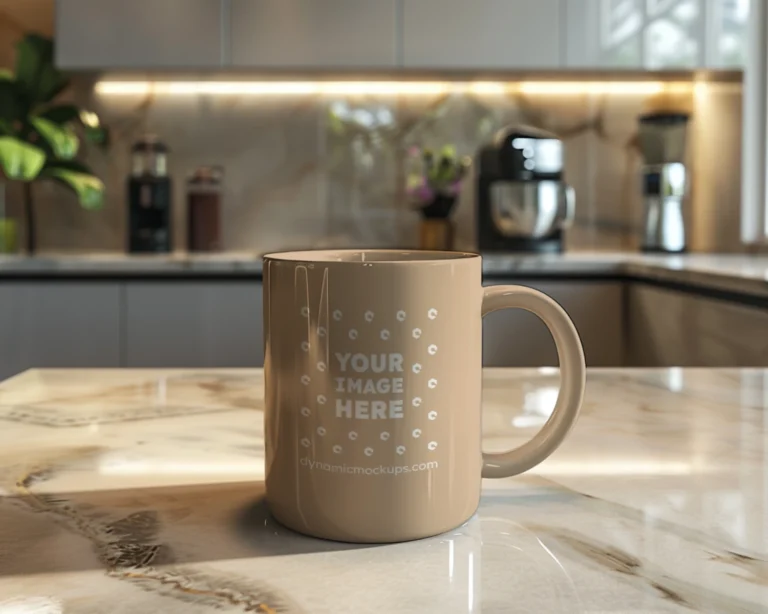 11oz Blank Beige Ceramic Coffee Mug Mockup Template