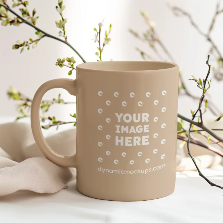 11oz Blank Beige Ceramic Coffee Mug Mockup Template