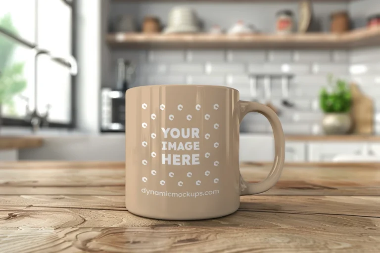11oz Blank Beige Ceramic Coffee Mug Mockup Template