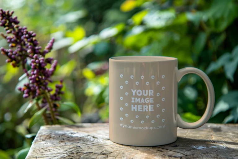11oz Blank Beige Ceramic Coffee Mug Mockup Template