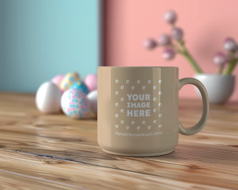 11oz Blank Beige Ceramic Coffee Mug Mockup Template