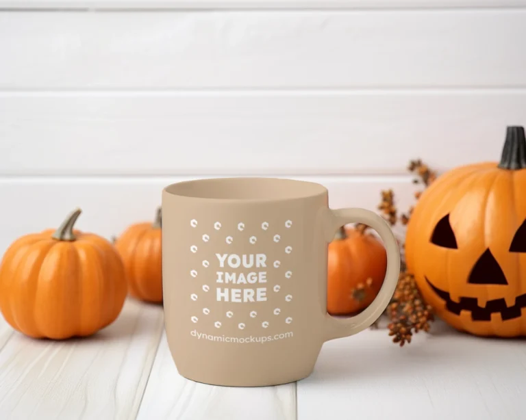 11oz Blank Beige Ceramic Coffee Mug Mockup Template