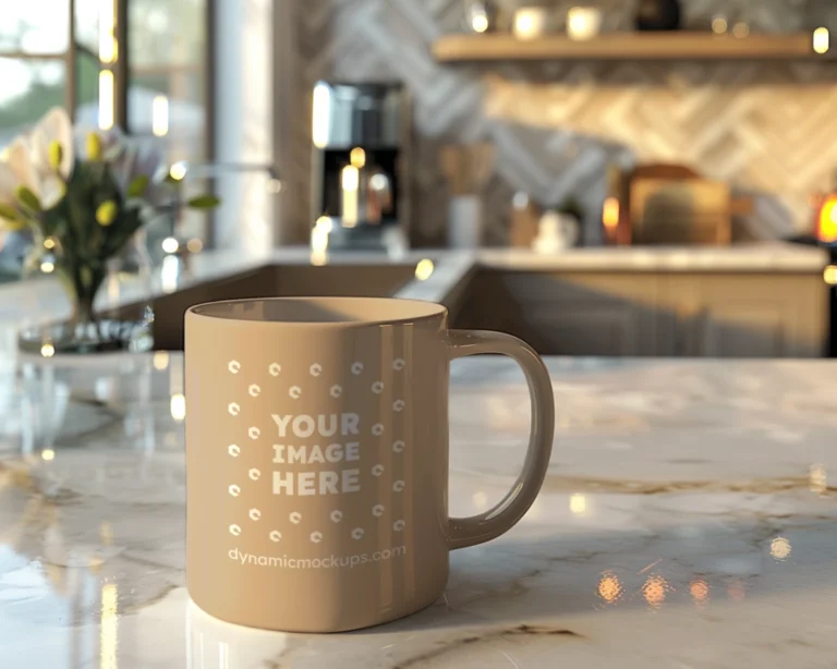11oz Blank Beige Ceramic Coffee Mug Mockup Template