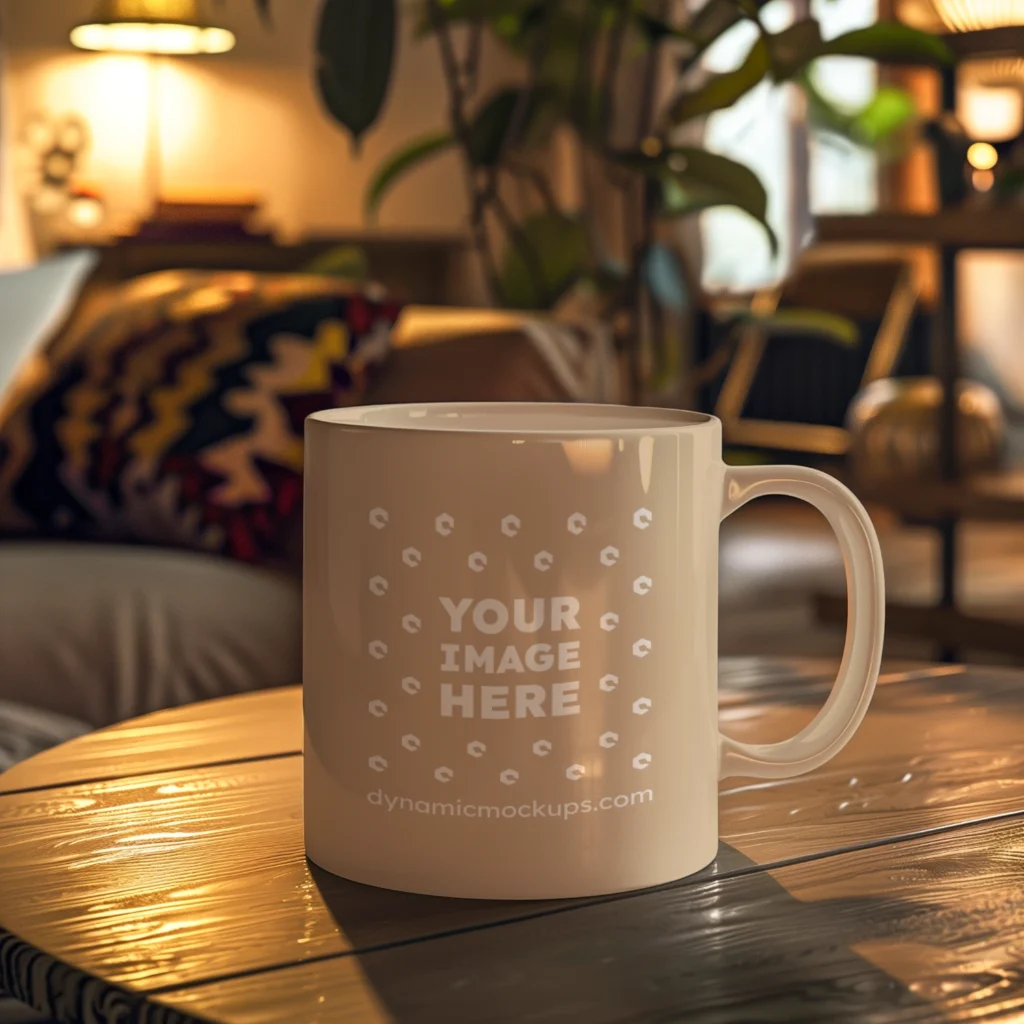11oz Blank Beige Ceramic Coffee Mug Mockup Template