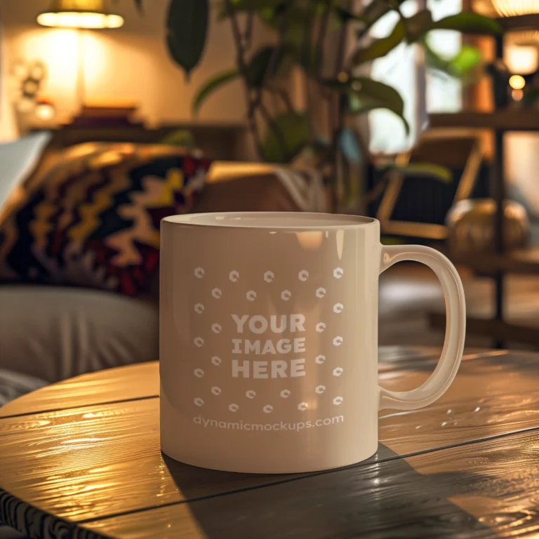 11oz Blank Beige Ceramic Coffee Mug Mockup Template