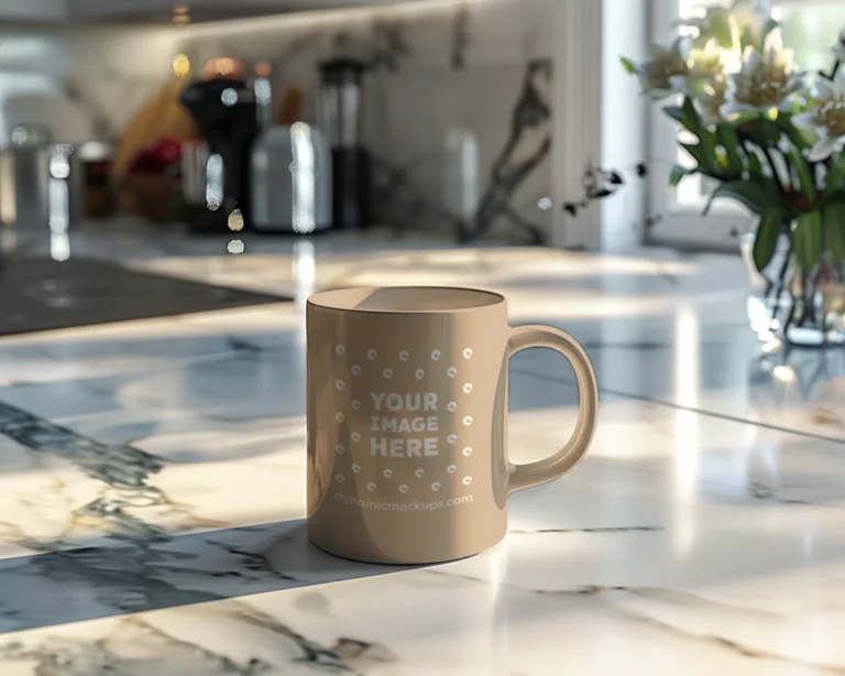 11oz Blank Beige Ceramic Coffee Mug Mockup Template