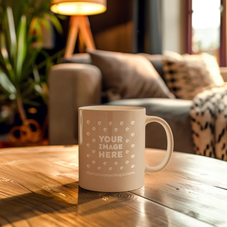 11oz Blank Beige Ceramic Coffee Mug Mockup Template