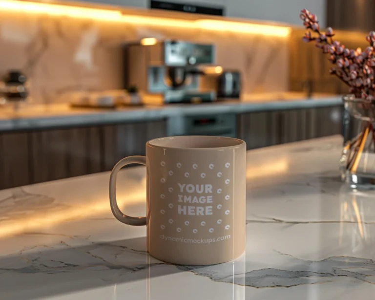 11oz Blank Beige Ceramic Coffee Mug Mockup Template