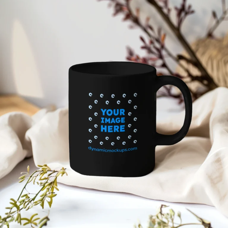 11oz Blank Black Ceramic Coffee Mug Mockup Template