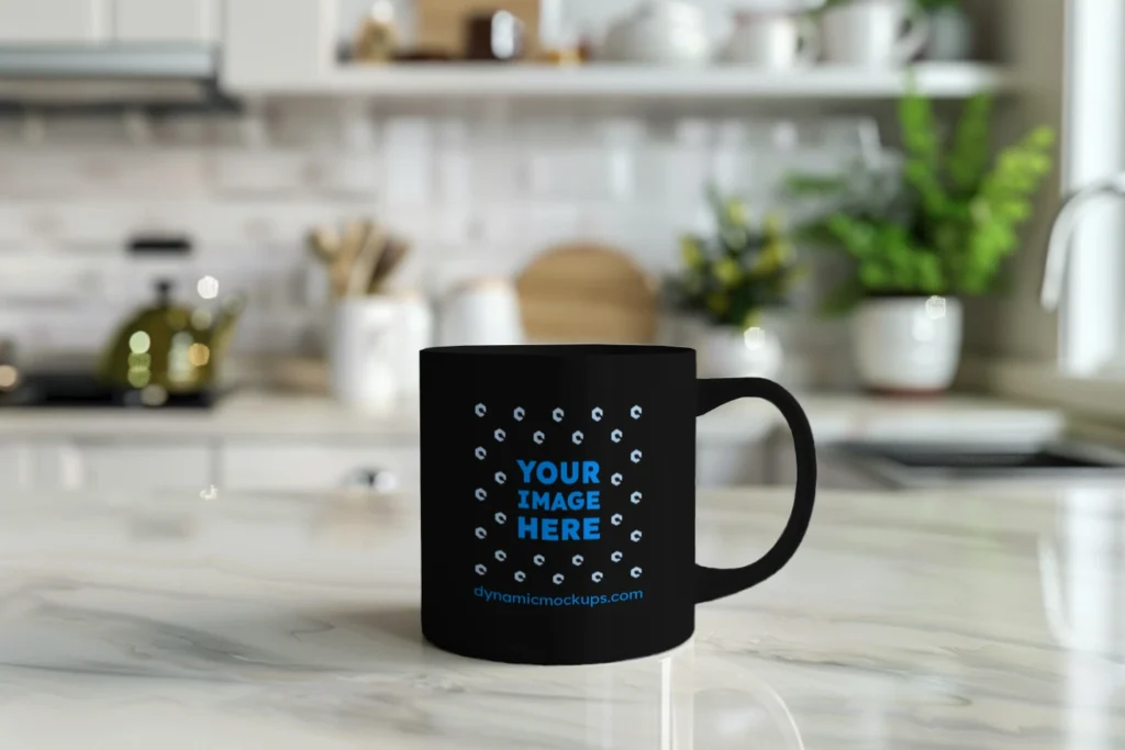 11oz Blank Black Ceramic Coffee Mug Mockup Template