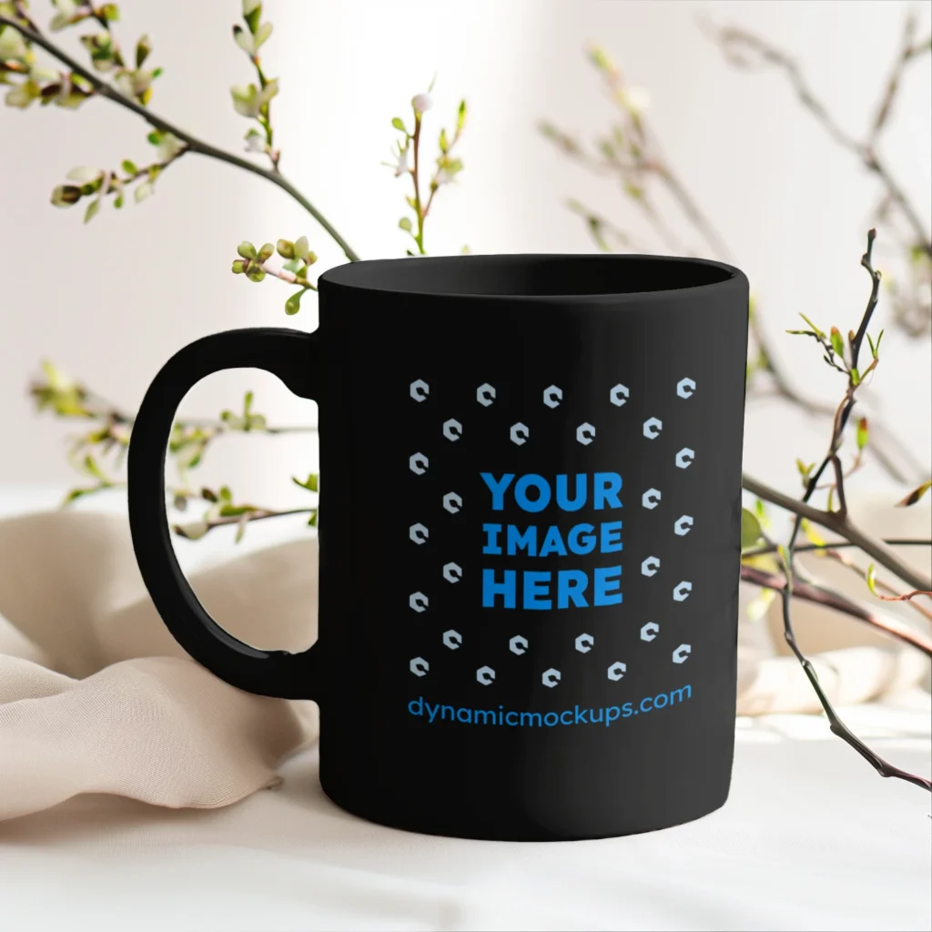 11oz Blank Black Ceramic Coffee Mug Mockup Template
