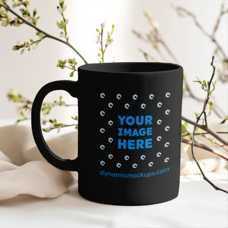 11oz Blank Black Ceramic Coffee Mug Mockup Template