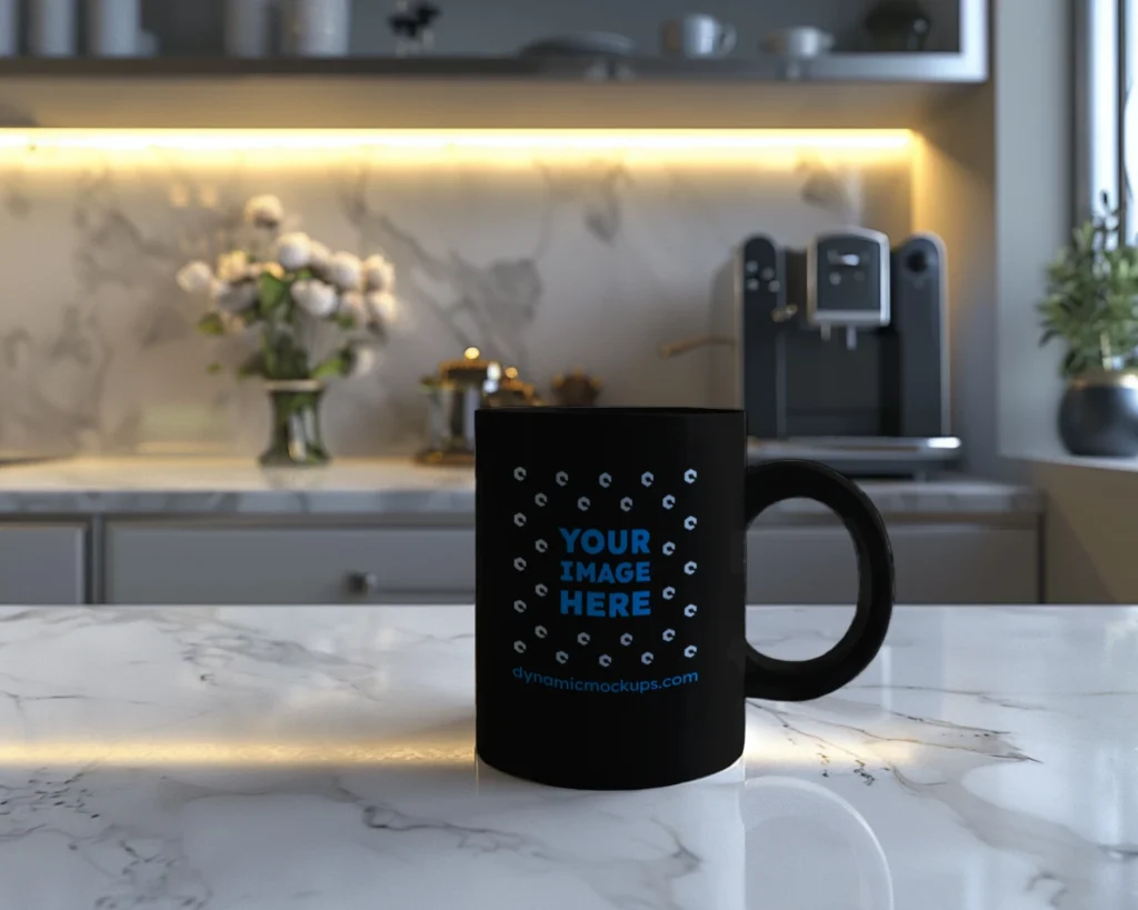11oz Blank Black Ceramic Coffee Mug Mockup Template