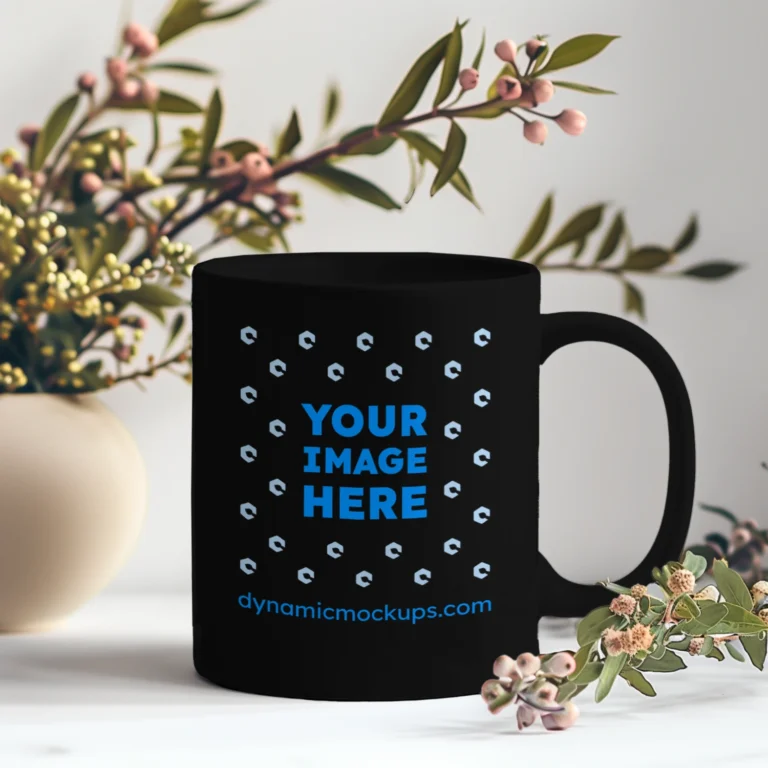 11oz Blank Black Ceramic Coffee Mug Mockup Template