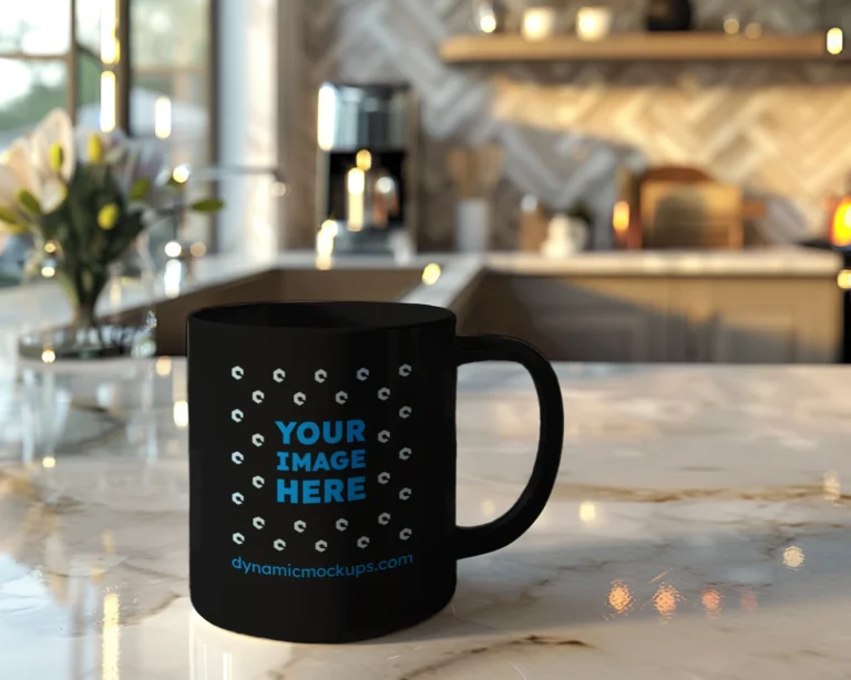 11oz Blank Black Ceramic Coffee Mug Mockup Template