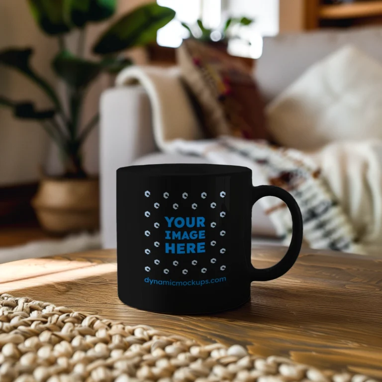 11oz Blank Black Ceramic Coffee Mug Mockup Template