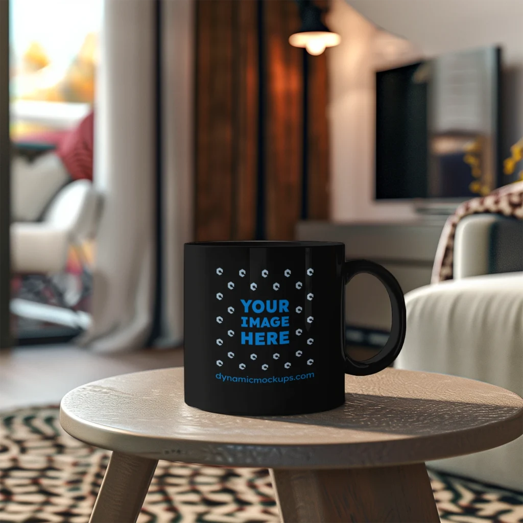 11oz Blank Black Ceramic Coffee Mug Mockup Template