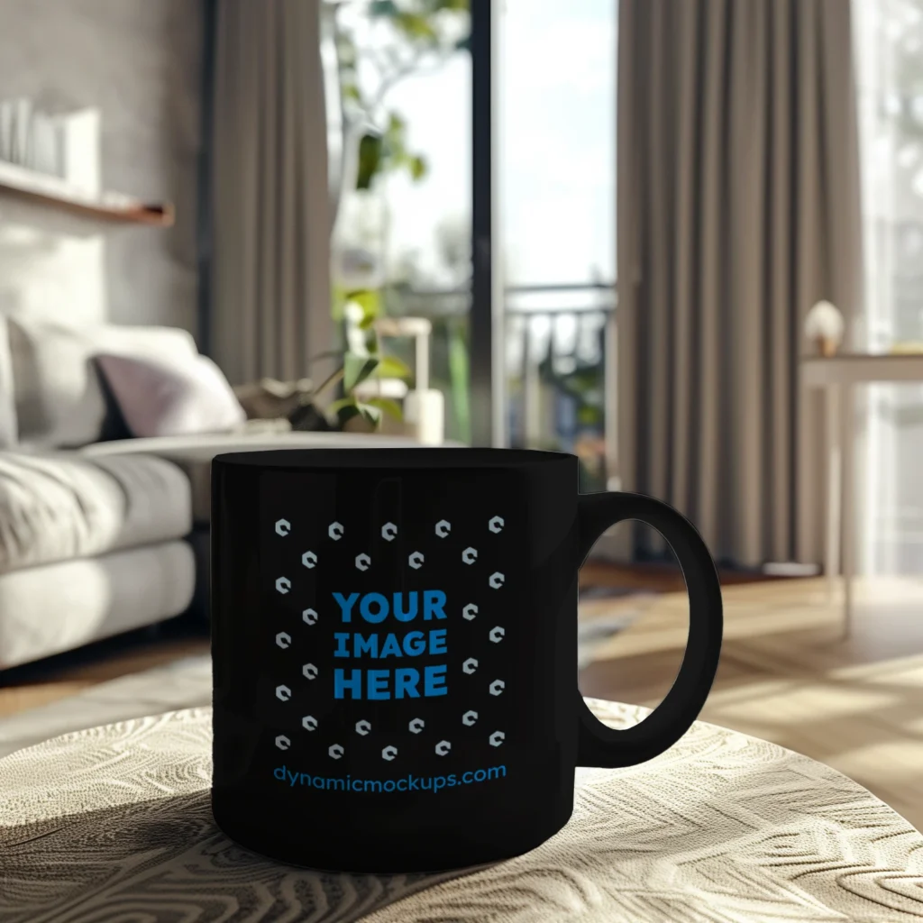 11oz Blank Black Ceramic Coffee Mug Mockup Template