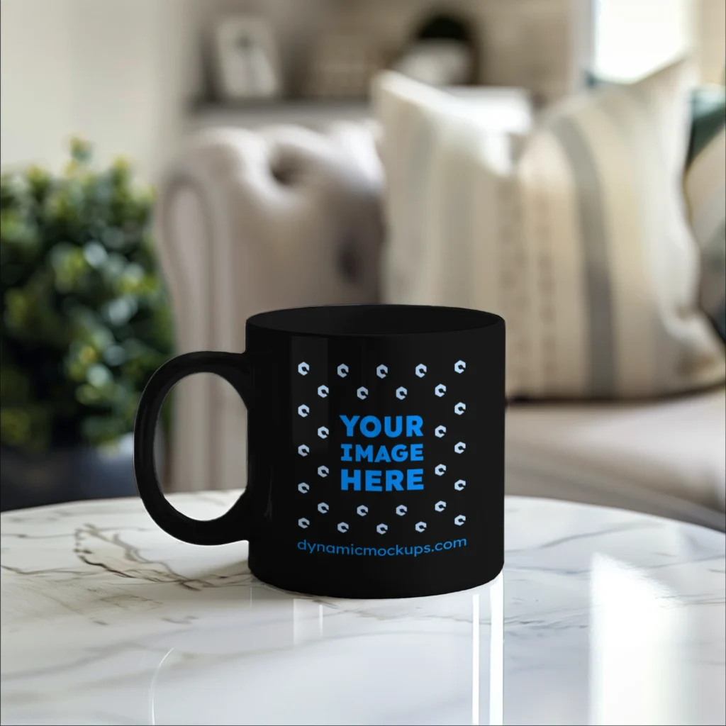 11oz Blank Black Ceramic Coffee Mug Mockup Template