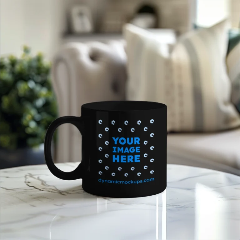 11oz Blank Black Ceramic Coffee Mug Mockup Template
