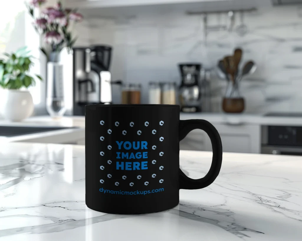 11oz Blank Black Ceramic Coffee Mug Mockup Template