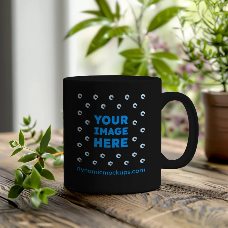 11oz Blank Black Ceramic Coffee Mug Mockup Template