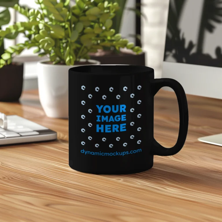 11oz Blank Black Ceramic Coffee Mug Mockup Template