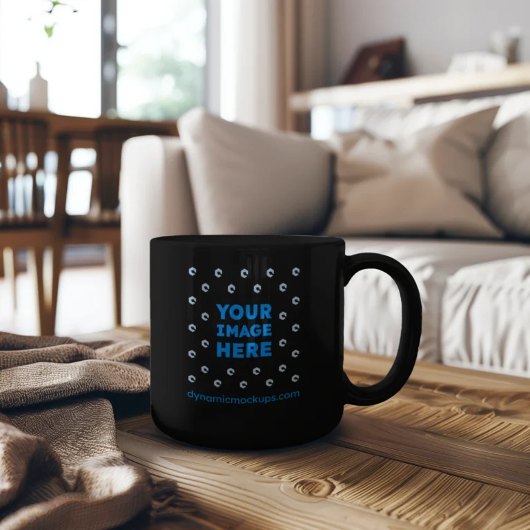 11oz Blank Black Ceramic Coffee Mug Mockup Template