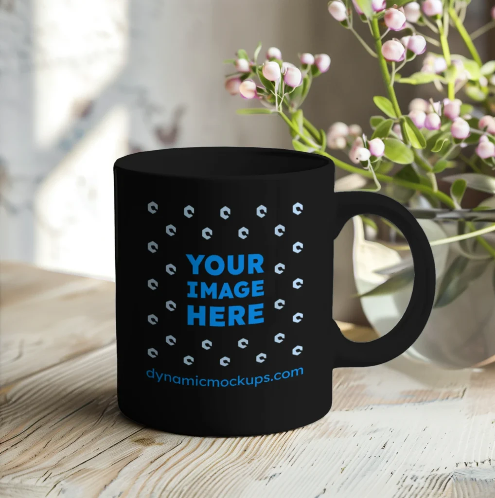 11oz Blank Black Ceramic Coffee Mug Mockup Template