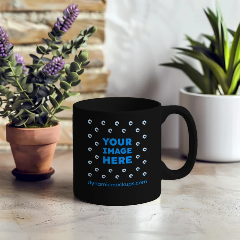 11oz Blank Black Ceramic Coffee Mug Mockup Template