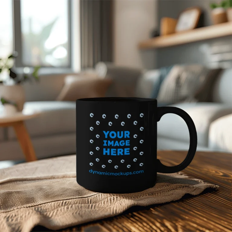 11oz Blank Black Ceramic Coffee Mug Mockup Template