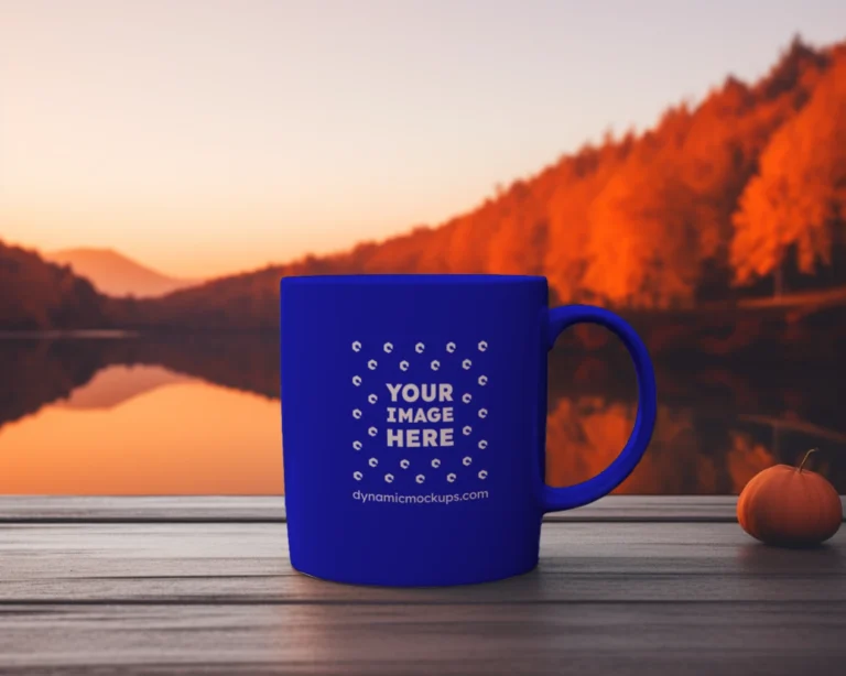 11oz Blank Blue Ceramic Coffee Mug Mockup Template