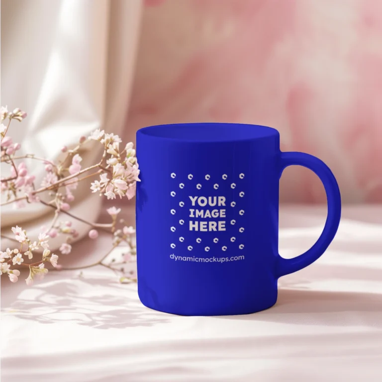 11oz Blank Blue Ceramic Coffee Mug Mockup Template