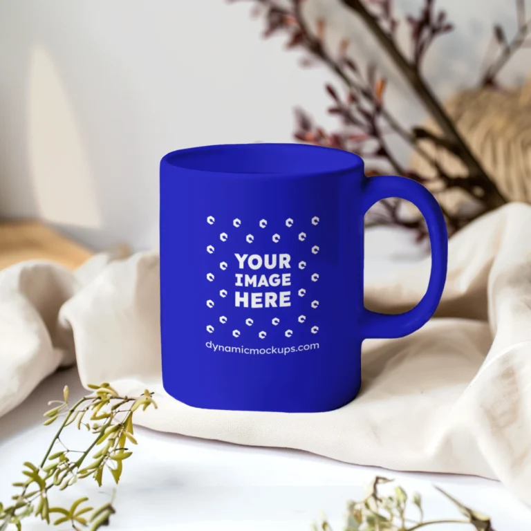 11oz Blank Blue Ceramic Coffee Mug Mockup Template