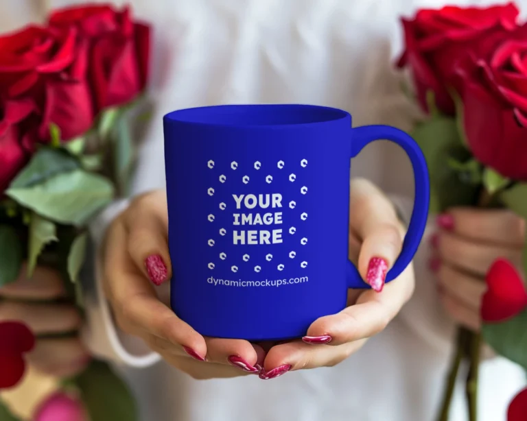 11oz Blank Blue Ceramic Coffee Mug Mockup Template