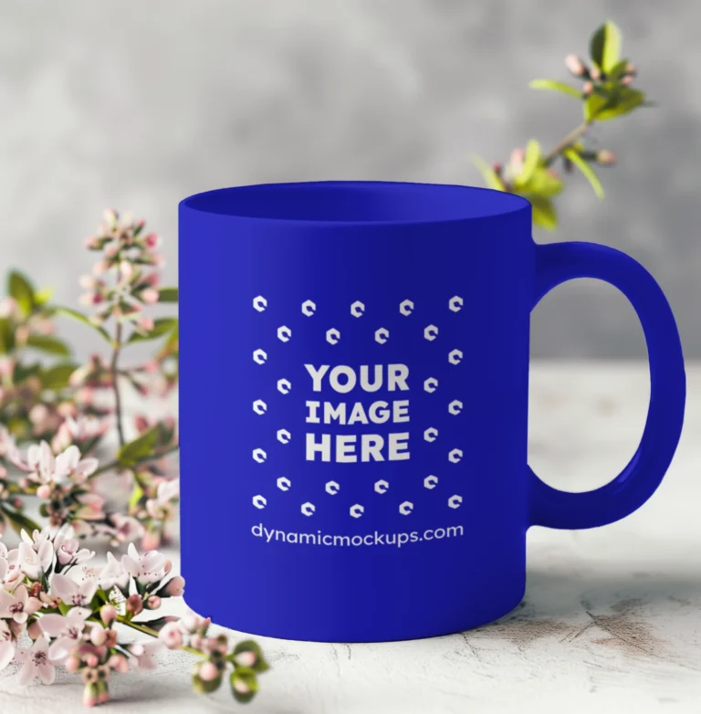 11oz Blank Blue Ceramic Coffee Mug Mockup Template