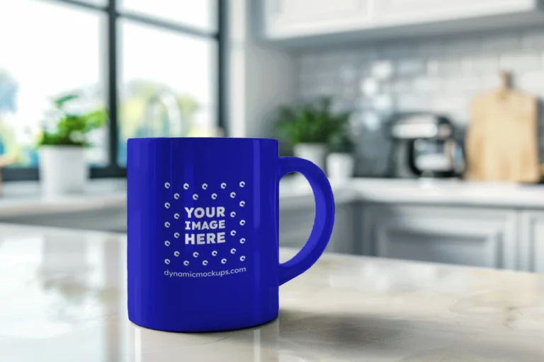 11oz Blank Blue Ceramic Coffee Mug Mockup Template
