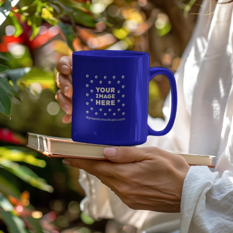 11oz Blank Blue Ceramic Coffee Mug Mockup Template