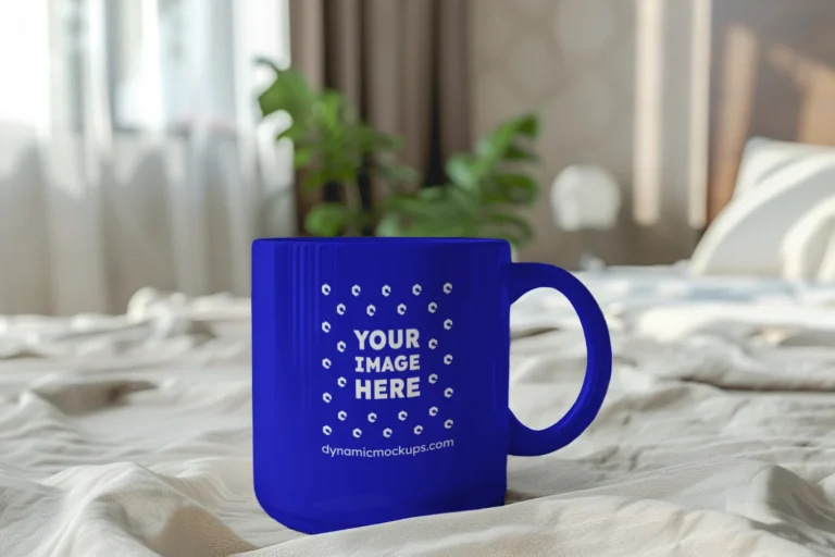 11oz Blank Blue Ceramic Coffee Mug Mockup Template