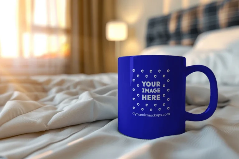 11oz Blank Blue Ceramic Coffee Mug Mockup Template