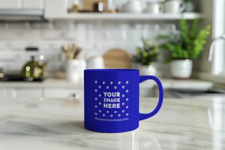 11oz Blank Blue Ceramic Coffee Mug Mockup Template