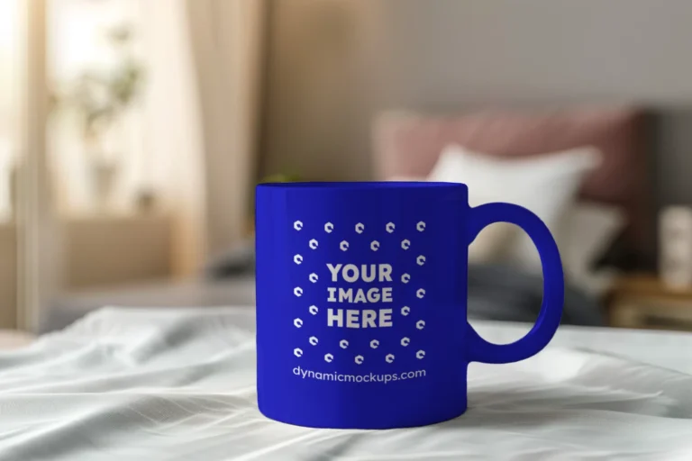 11oz Blank Blue Ceramic Coffee Mug Mockup Template