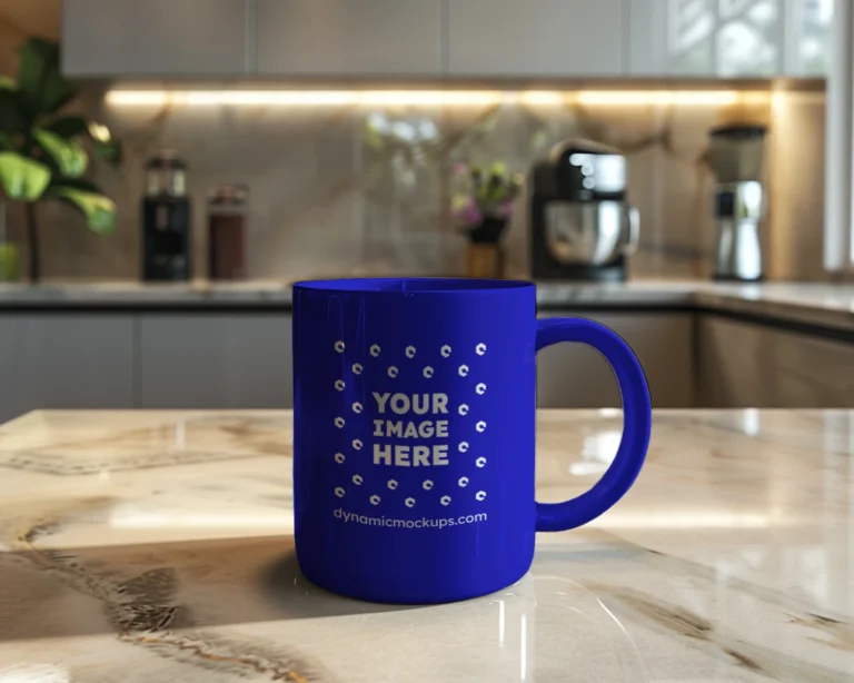 11oz Blank Blue Ceramic Coffee Mug Mockup Template
