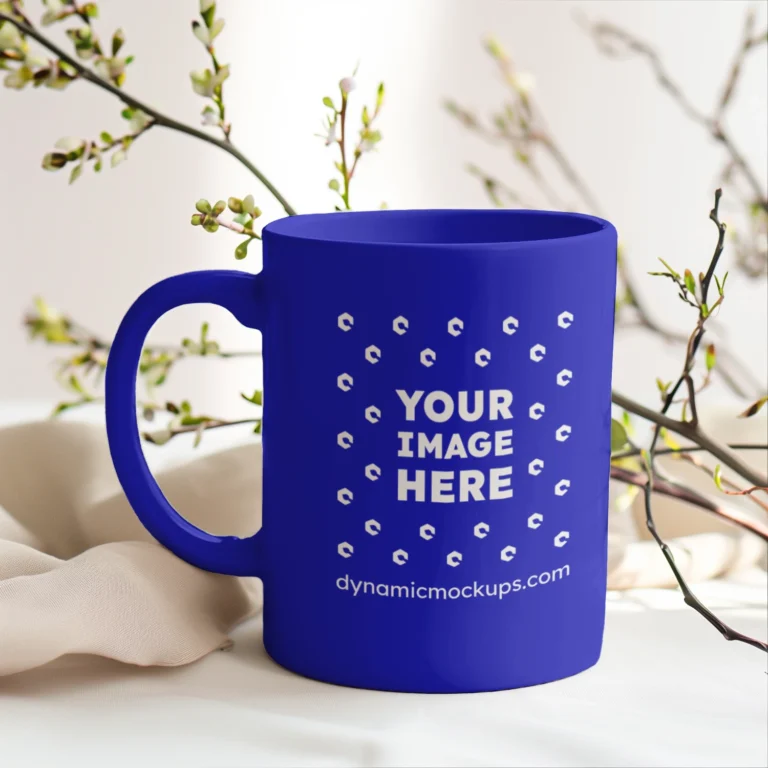 11oz Blank Blue Ceramic Coffee Mug Mockup Template