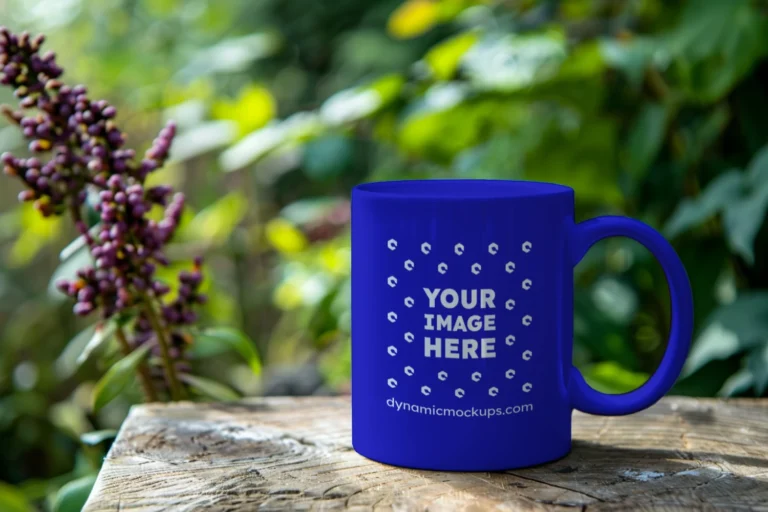 11oz Blank Blue Ceramic Coffee Mug Mockup Template