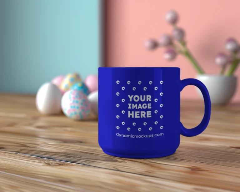 11oz Blank Blue Ceramic Coffee Mug Mockup Template