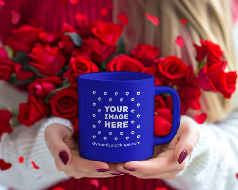 11oz Blank Blue Ceramic Coffee Mug Mockup Template